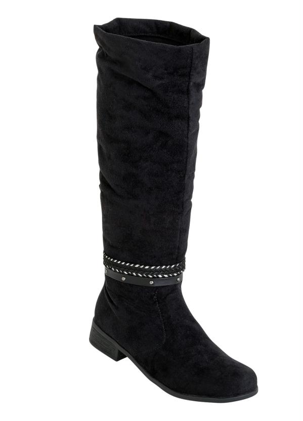 Bota Preta com Cano Longo e Tiras