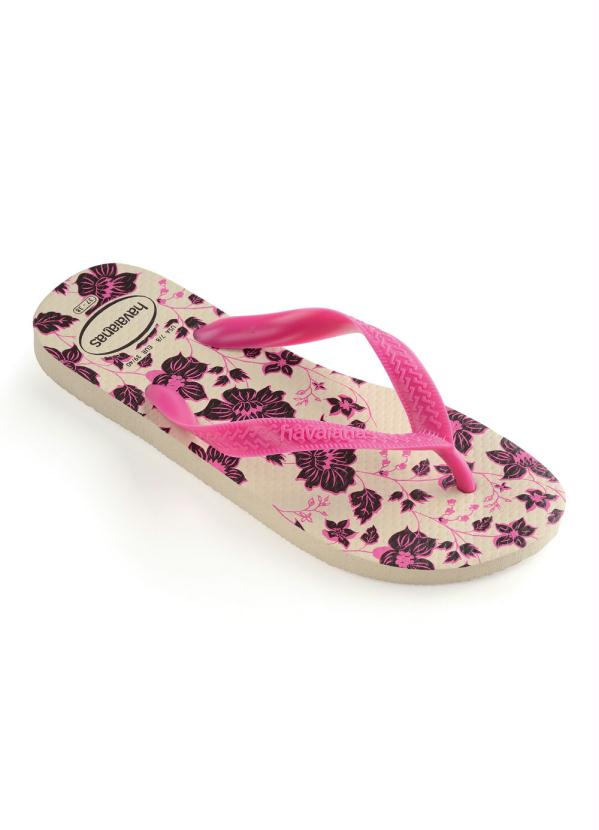 Chinelo Havaianas Color Floral Bege Palha