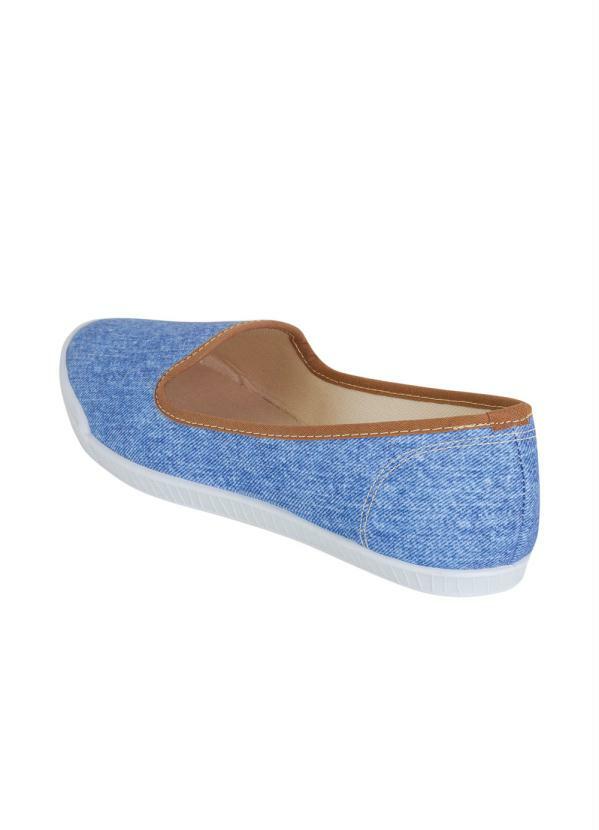

Sapatilha Jeans com Detalhe em Caramelo, Azul