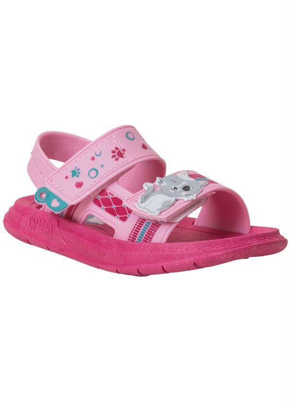 Vista 2 Sandália Infantil Rosa com Velcro Perfecta Perfecta