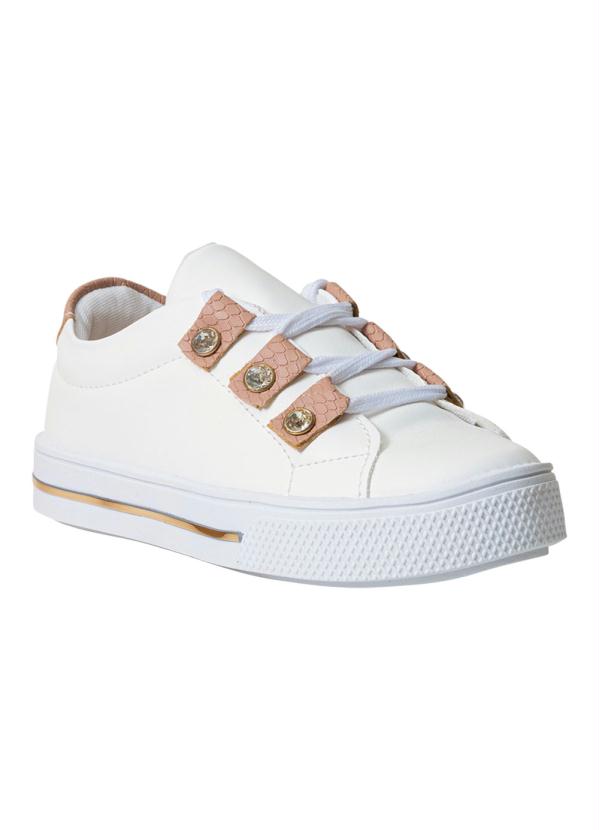Tênis Infantil Branco com Detalhe de Strass