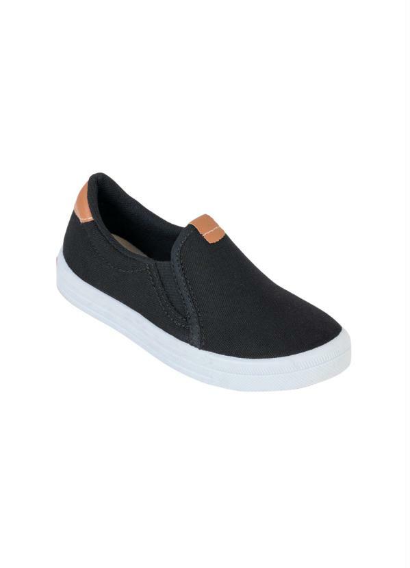 Vista 2 Tênis Infantil Slip On Preto com Elástico Perfecta Perfecta