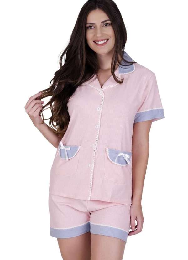 Pijama Curto Céu Concept Lingerie Rosa Rosa