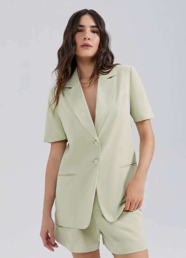 Vista 2 Blazer em Crepe Manga Curta Verde Hering Hering