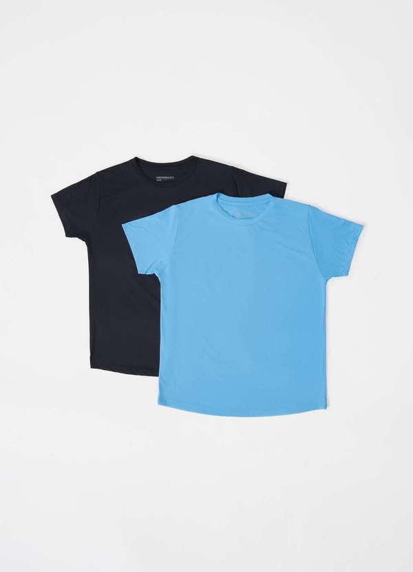 Vista 2 Kit com 2 Camisetas Esportivas Feminina Raglan Easy Care Preto Hering Hering