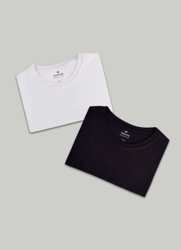 Vista 2 Kit com 2 Camisetas Femininas Basicas Branco Hering Hering