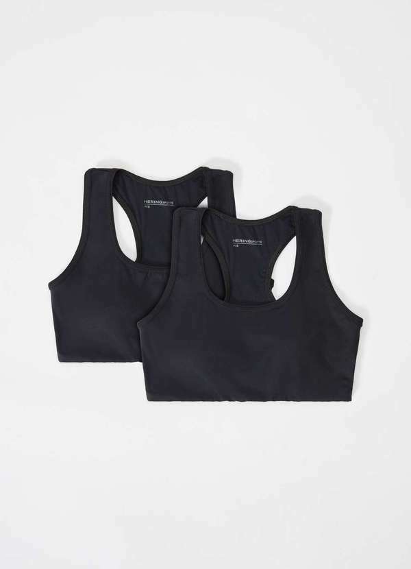 Vista 2 Kit com 2 Tops Esportivos Feminino Nadador Preto Hering Hering