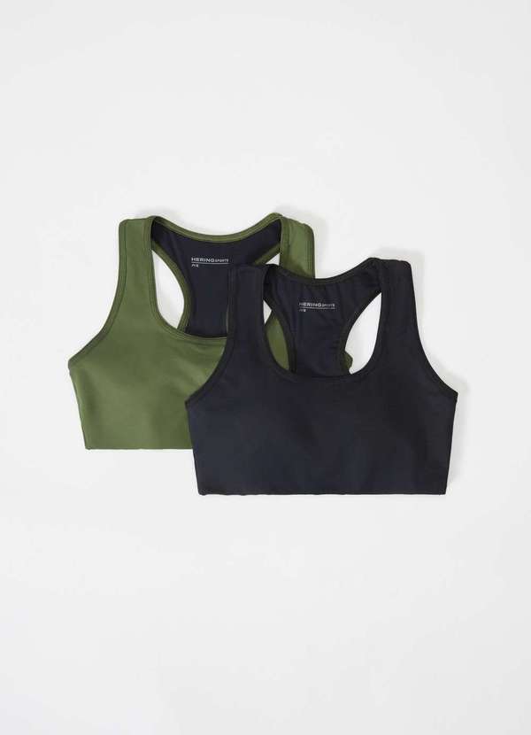 Vista 2 Kit com 2 Tops Esportivos Feminino Nadador Preto Hering Hering