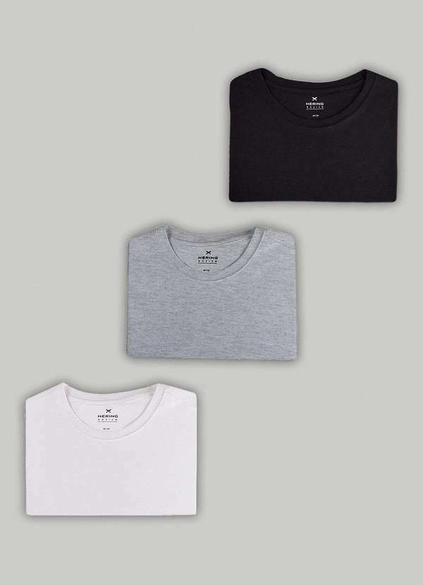 Vista 2 Kit com 3 Camisetas Femininas Basicas Branco Hering Hering