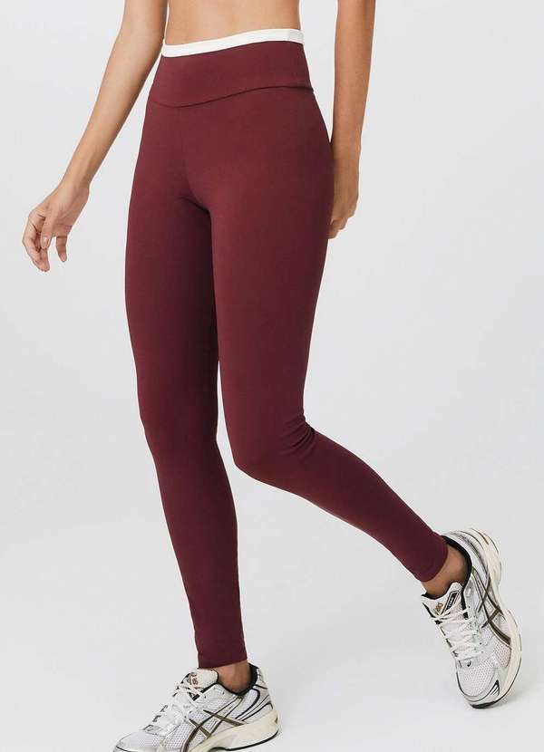 Vista 2 Calca Legging Esportiva Feminina com Fio Lycra Vermelho Hering Hering
