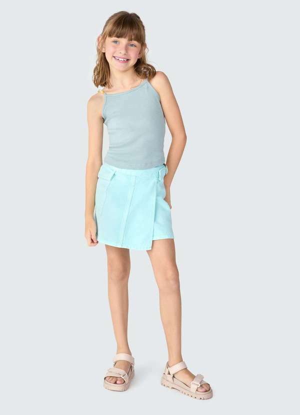Vista 2 Saia Infantil em Sarja Transpassada Azul Hering Hering