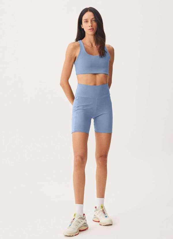 Vista 2 Bermuda Feminina Esportiva Biker com Fio Lycra Azul Hering Hering