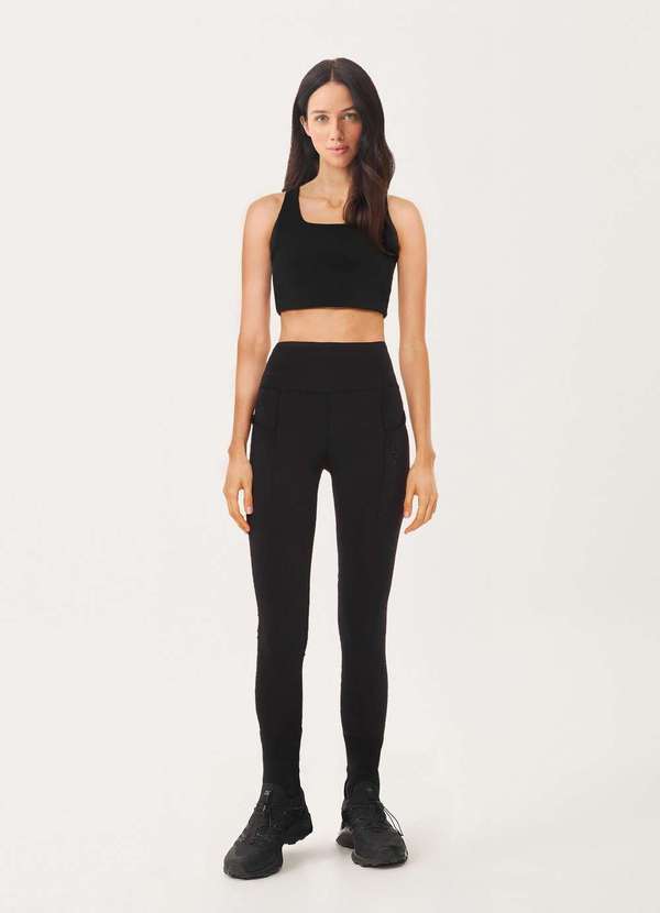 Vista 2 Calca Legging Feminina Esportiva Corte a Laser Preto Hering Hering