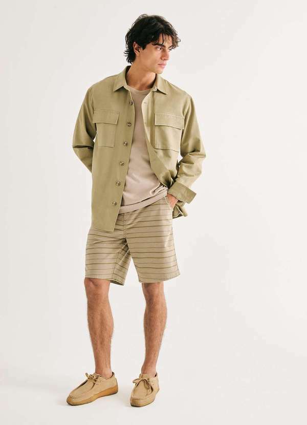 Vista 2 Bermuda Masculina Fio Tinto Listrada Verde Hering Hering