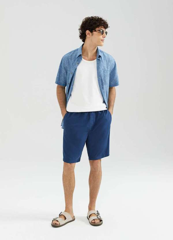 Vista 2 Shorts Praia Masculino Azul Hering Hering