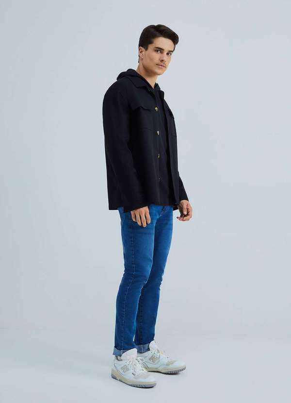 Vista 2 Calca Jeans Basica Masculina Skinny com Elastano Azul Hering Hering