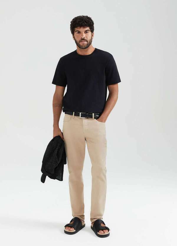 Vista 2 Calca Masculina Slim em Sarja Bege Hering Hering