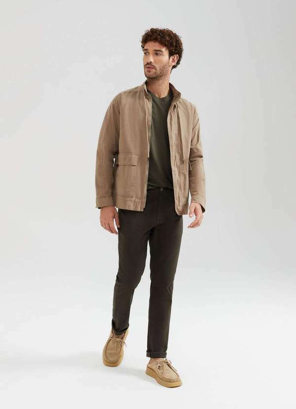 Vista 2 Calca Masculina Slim em Sarja Verde Hering Hering