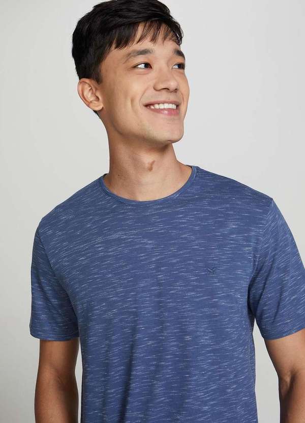 Camiseta Basica Masculina Regular em Flame Azul