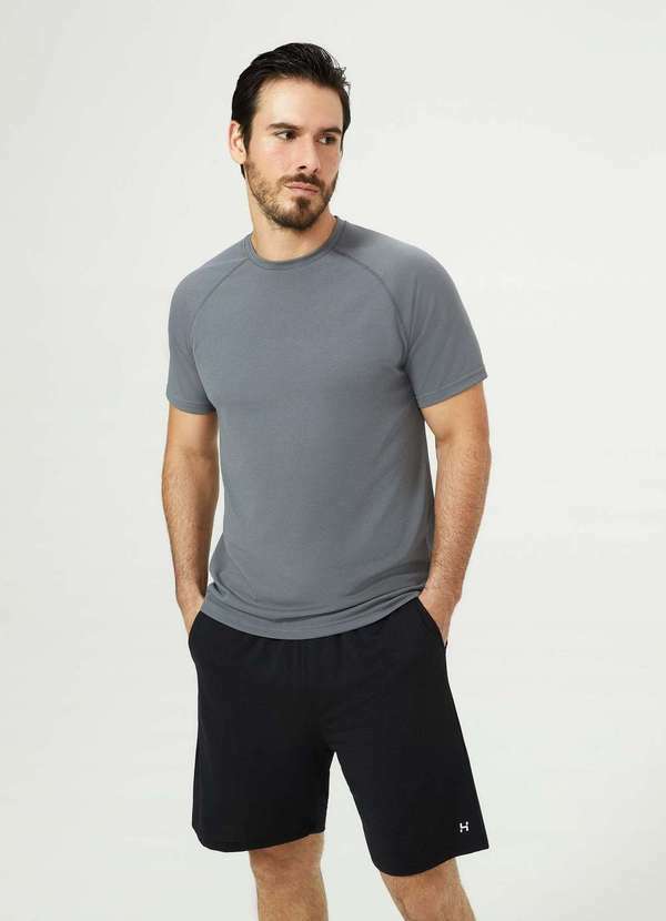 Vista 2 Camiseta Esportiva Masculina Manga Curta Raglan Cinza Hering Hering