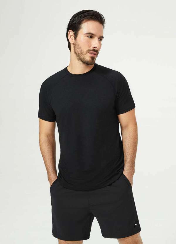 Vista 2 Camiseta Esportiva Masculina Manga Curta Raglan Preto Hering Hering