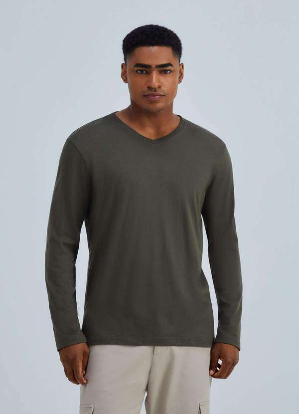 Vista 2 Camiseta Masculina Manga Longa World Verde