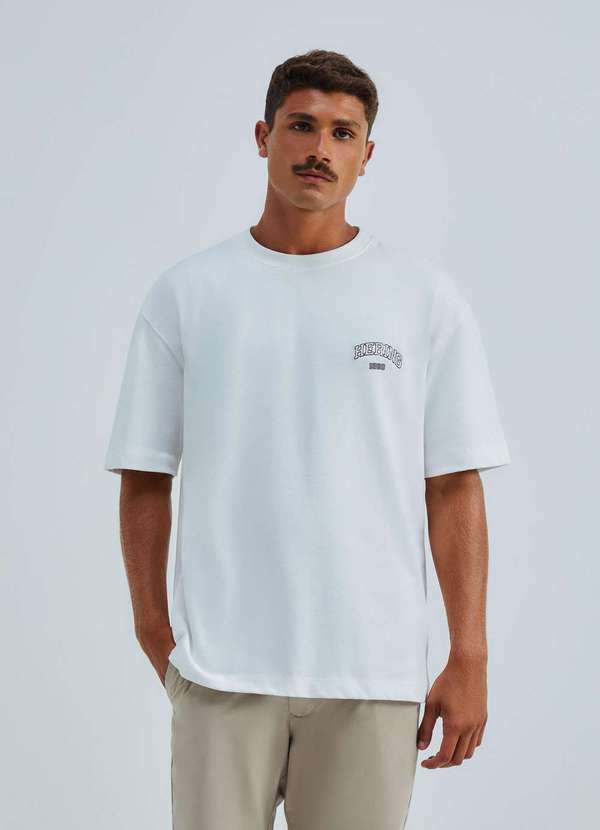 Vista 2 Camiseta Masculina Relaxed Manga Curta com Bordado Branco Hering Hering