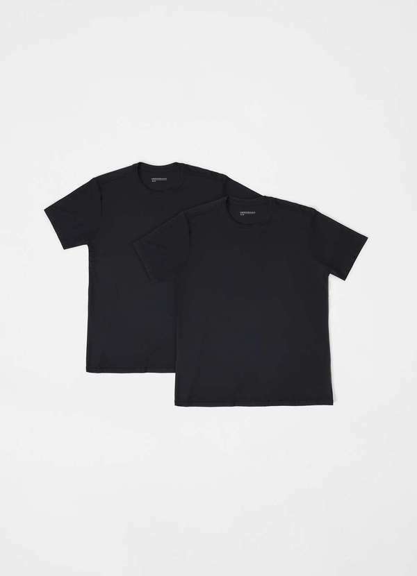 Kit com 2 Camisetas Esportivas Masculina Manga Curta com Prote... Preto