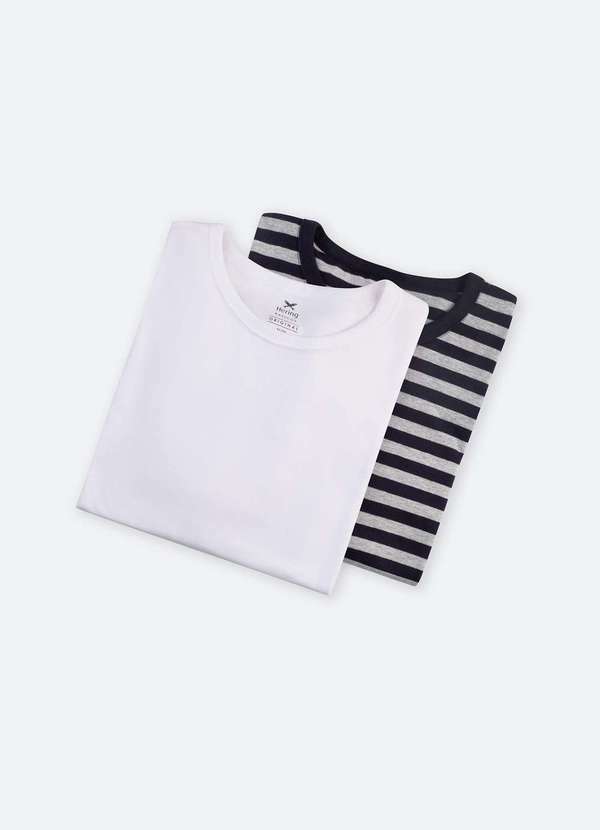 Kit de Camisetas Masculina com Gola Arredondada Preto