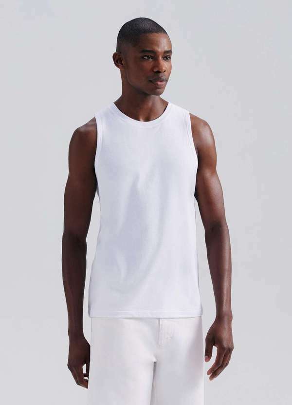 Vista 2 Regata Masculina em Malha Branco Hering Hering
