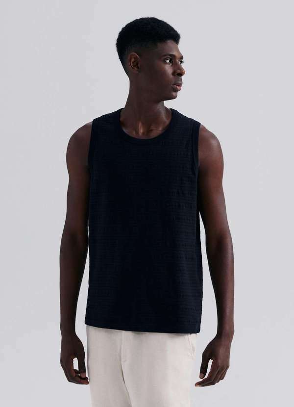 Vista 2 Regata Masculina Texturizada Preto Hering Hering
