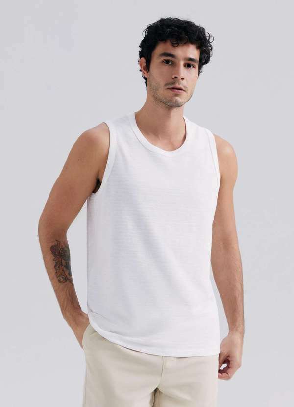 Vista 2 Regata Masculina Texturizada Branco Hering Hering