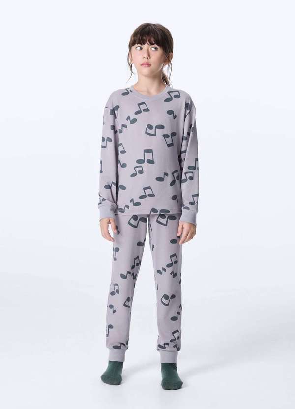 Vista 2 Pijama Infantil Decote Redondo Estampado Cinza Hering Hering