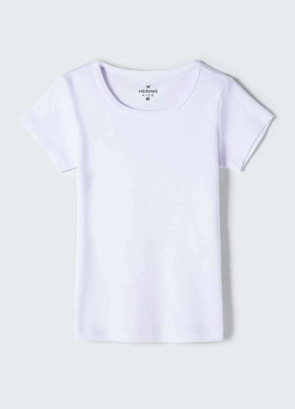 Vista 2 Blusa Basica Menina Manga Curta Slim Branco Hering Hering