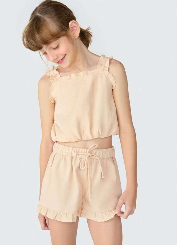 Vista 2 Blusa Cropped Infantil Menina Marrom Hering Hering