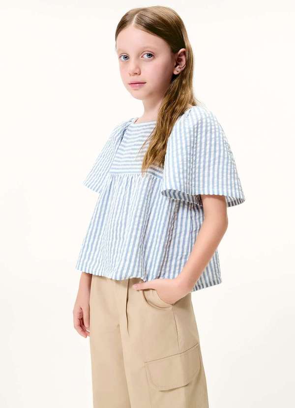 Vista 2 Blusa Infantil Menina Anarruga Fio Tinto Gode Azul Hering Hering