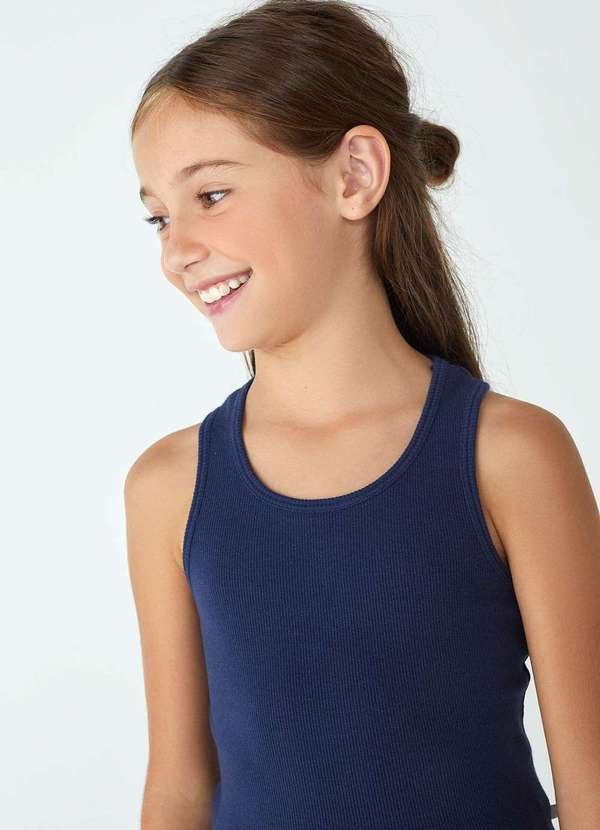Vista 2 Regata Basica Infantil Menina em Ribana Azul Hering Hering