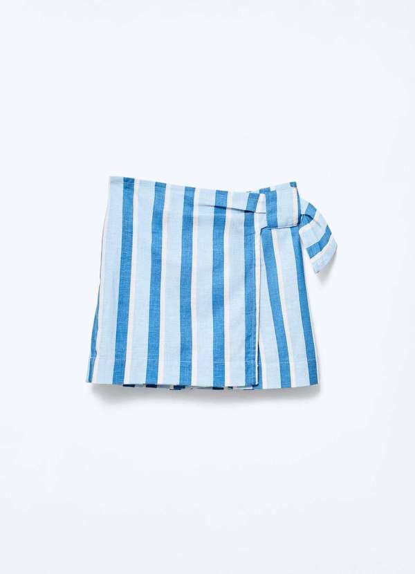 Vista 2 Shorts Saia Infantil Transpassada Azul Hering Hering