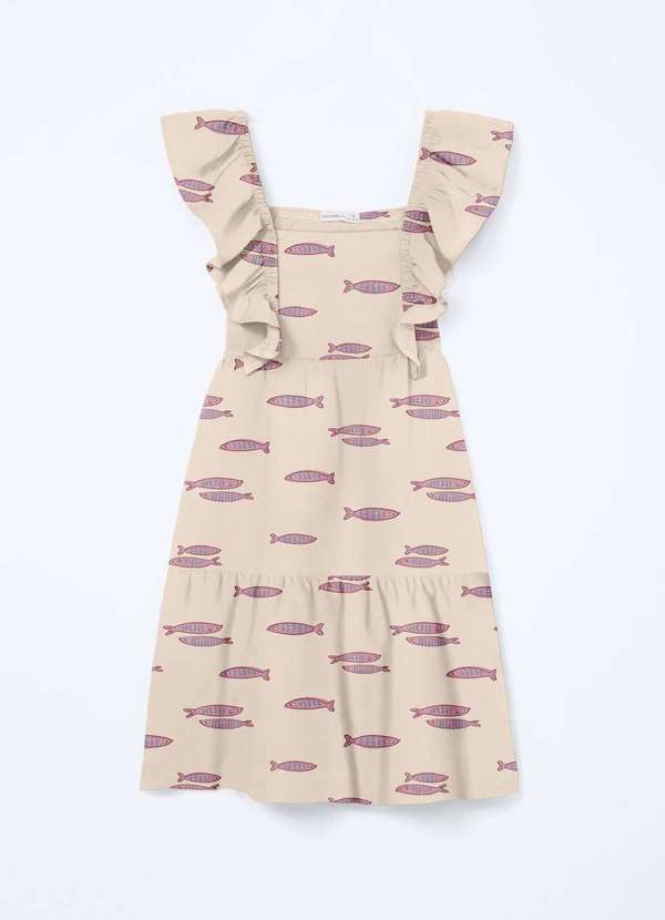 Vista 2 Vestido Infantil Curto com Babados Branco Hering Hering