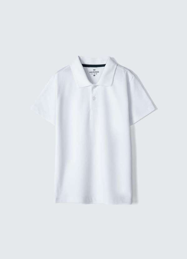 Vista 2 Camisa Polo Basica Infantil Menino Manga Curta em Piquet Branco Hering Hering