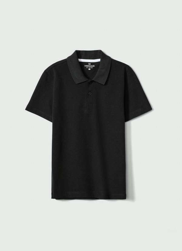 Vista 2 Camisa Polo Basica Infantil Menino Manga Curta em Piquet Preto Hering Hering