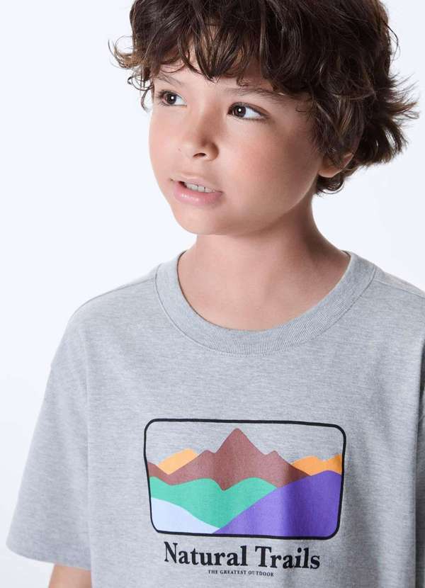 Vista 2 Camiseta Infantil Menino Oversized Estampada Cinza Hering Hering