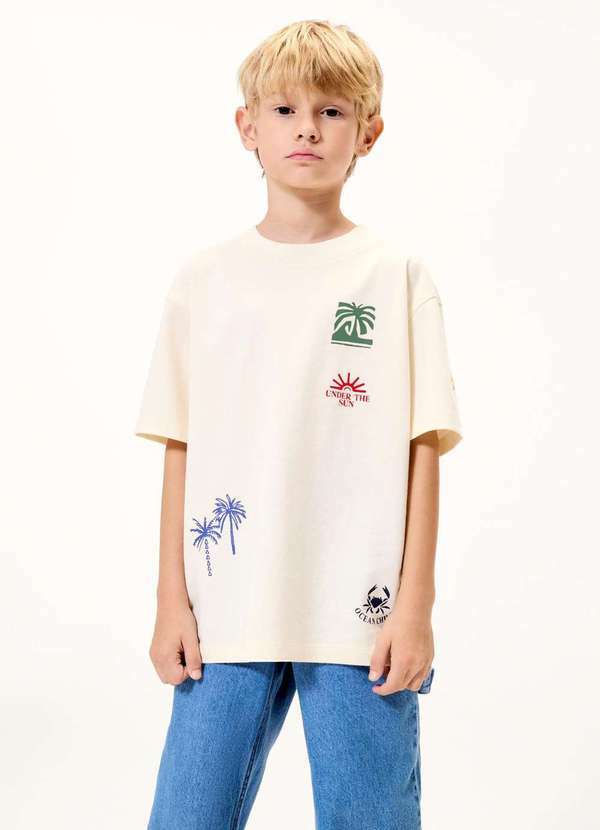 Vista 2 Camiseta Infantil Menino Oversized Super Cotton Branco Hering Hering