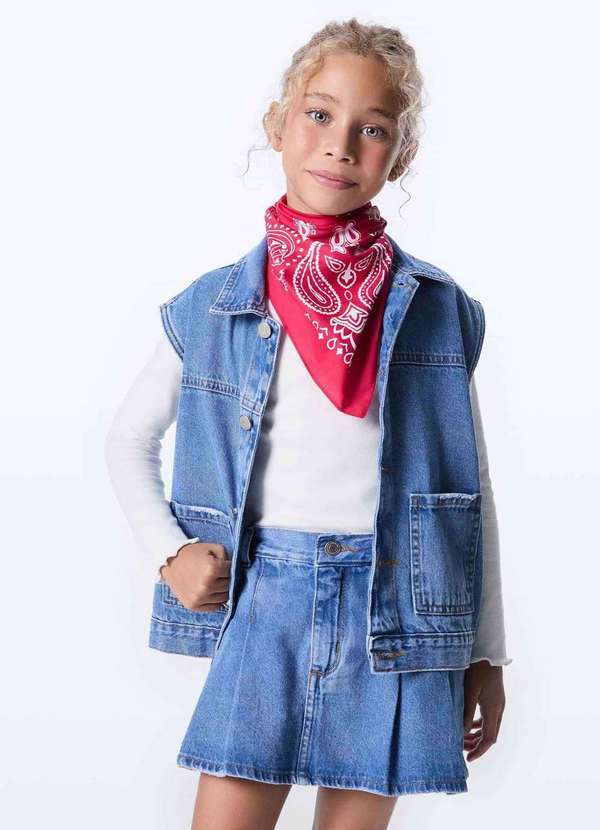 Vista 2 Colete Infantil Unissex Regular Jeans Azul Hering Hering