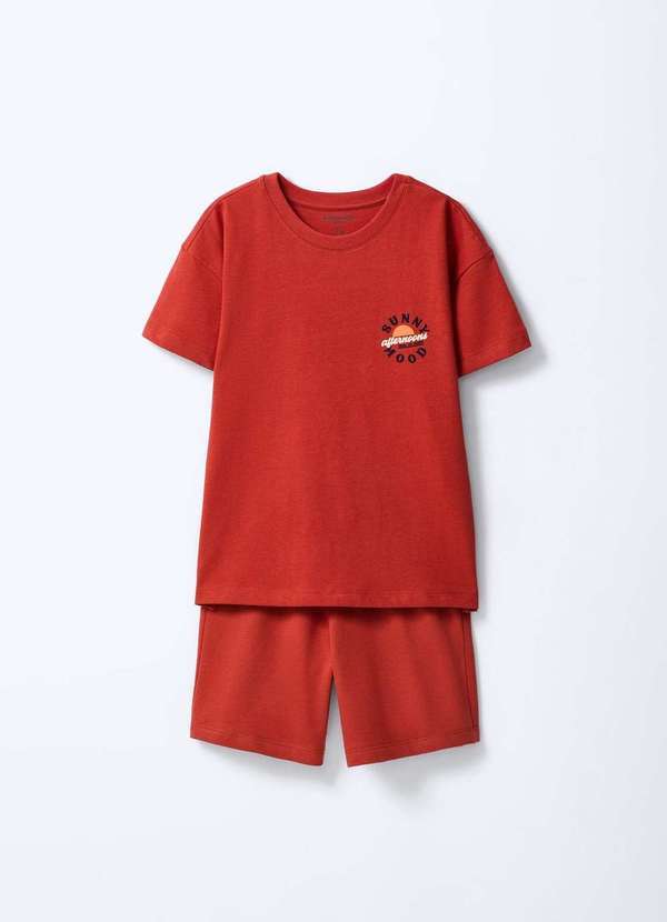 Vista 2 Conjunto Infantil Menino Estampado Vermelho Hering Hering