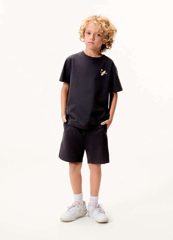 Vista 2 Conjunto Infantil Menino Oversized Estampado Preto Hering Hering