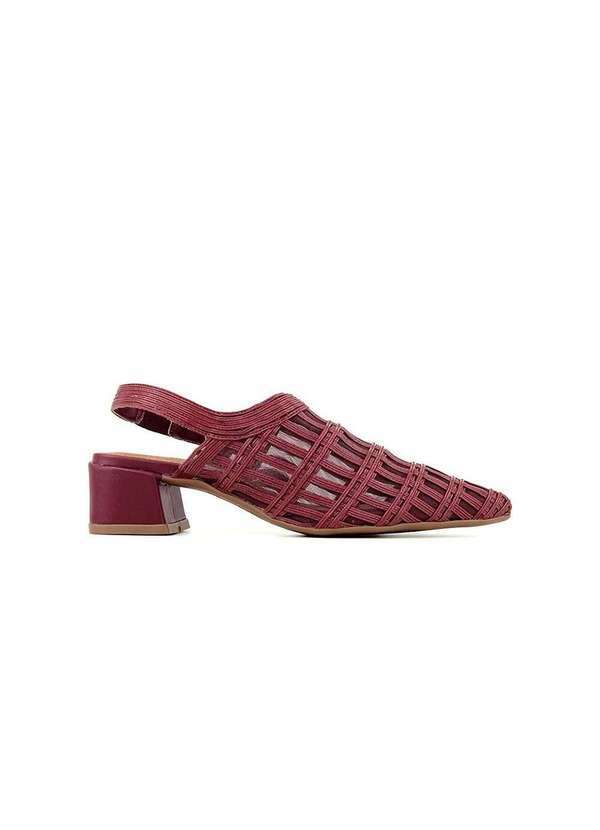 Scarpin Slingback Valentina Salto Baixo Vinho Vermelho
