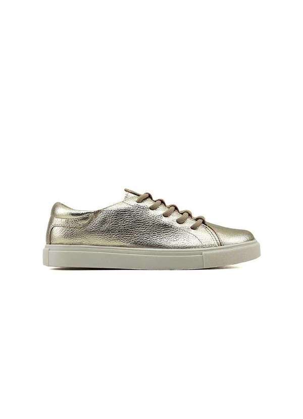 Tênis Feminino Casual Pixolé em Couro Ouro Dourado