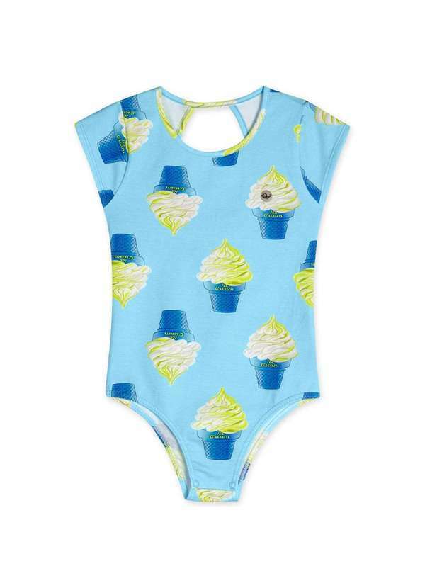 Body Manga Curta Antiviral Infantil Feminino Marisol Azul