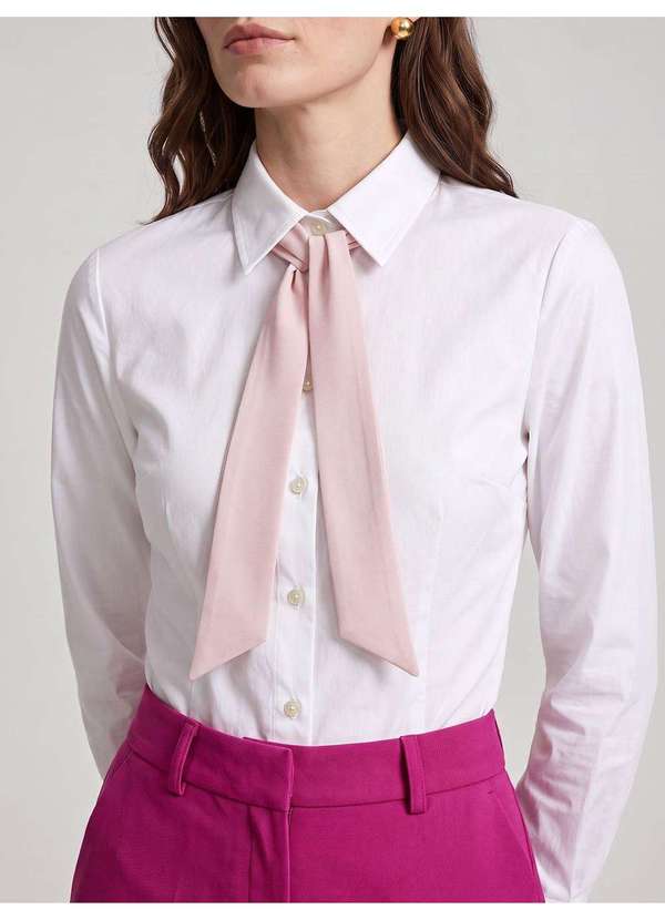 Faixa Gravata Dupla em Crepe Rosa Claro Yumi